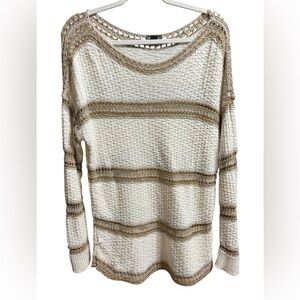 Eddie‎ Bauer Open Chunky Knit Sweater Boho Coastal Chic Pullover Sz L Oversized